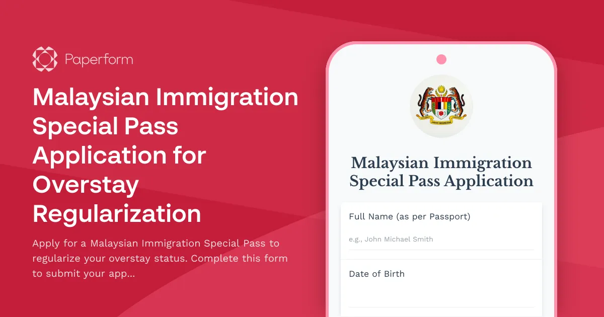 Malaysian Immigration Special Pass Application for Overstay Regularization