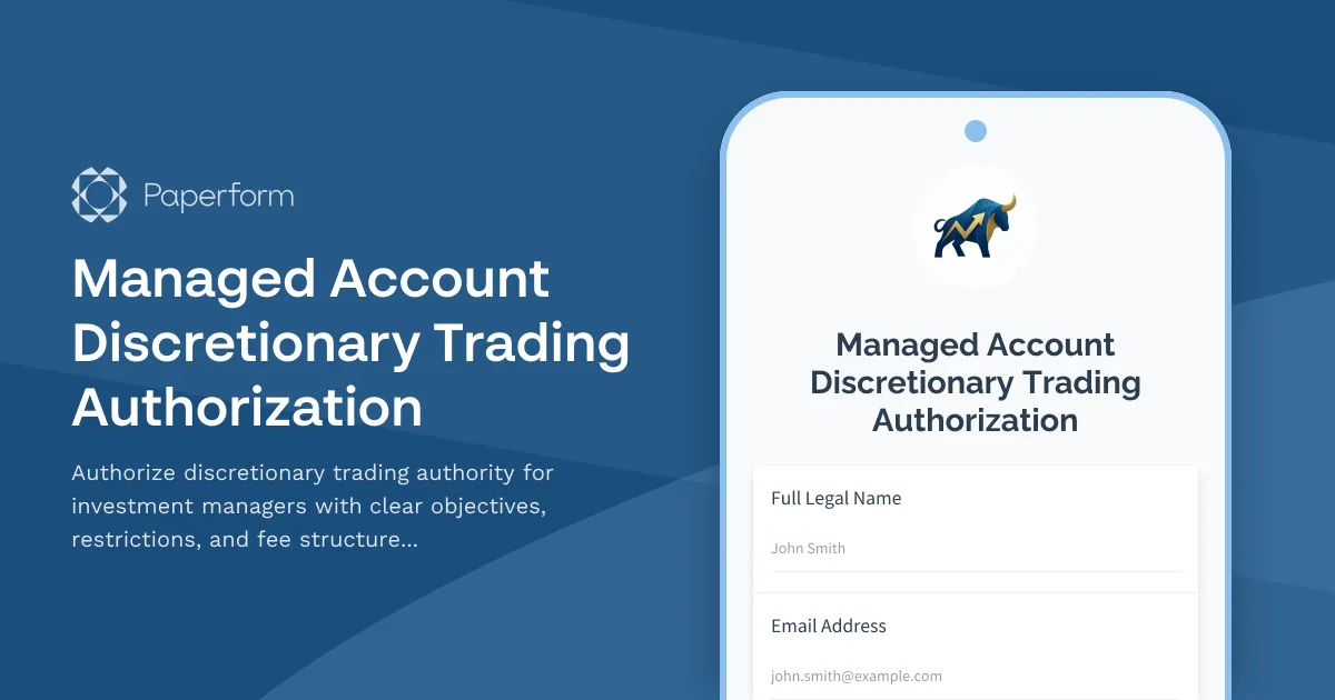 Managed Account Discretionary Trading Authorization