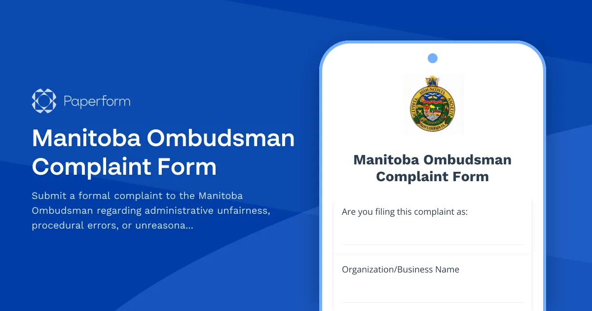 Manitoba Ombudsman Complaint Form