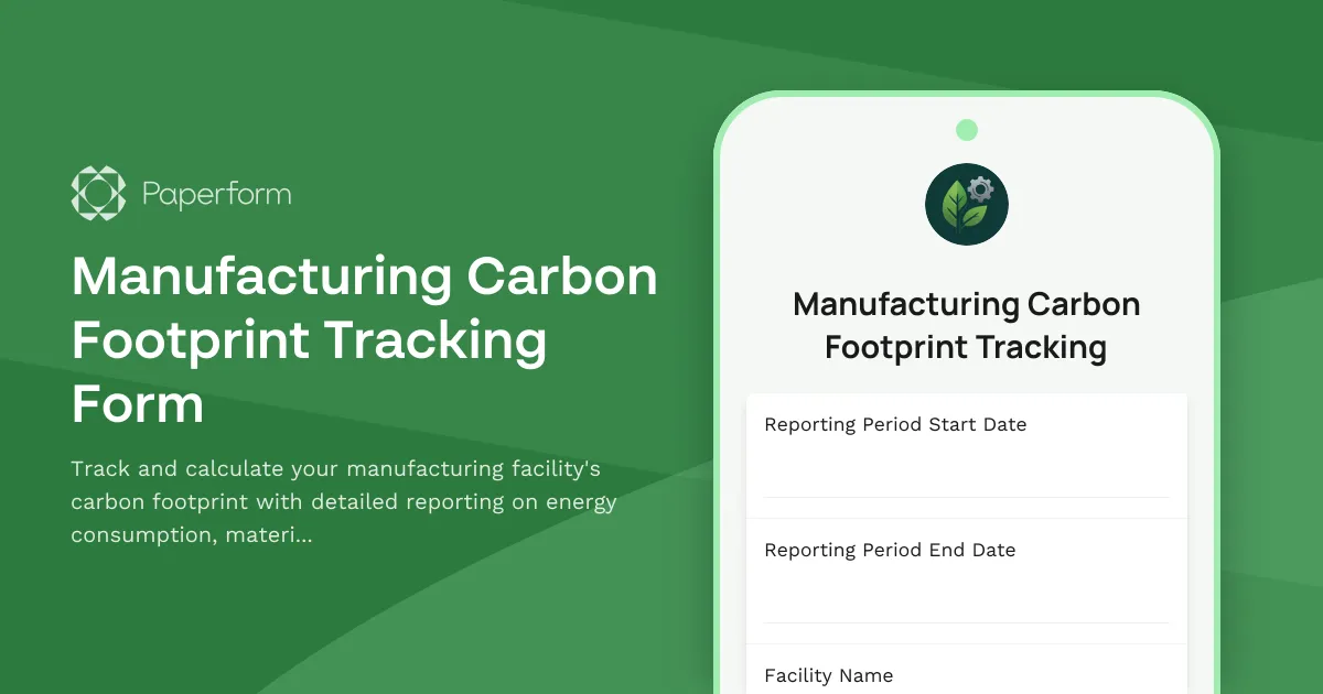 Manufacturing Carbon Footprint Tracking Form