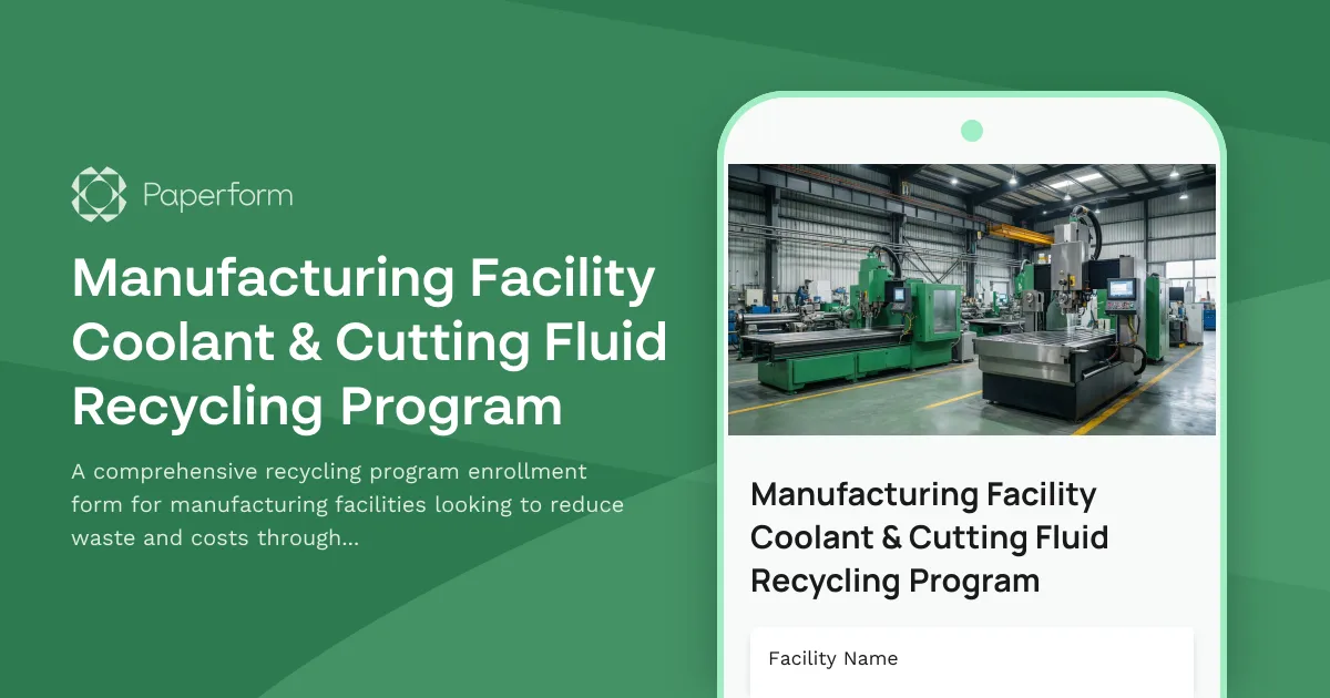 Manufacturing Facility Coolant & Cutting Fluid Recycling Program