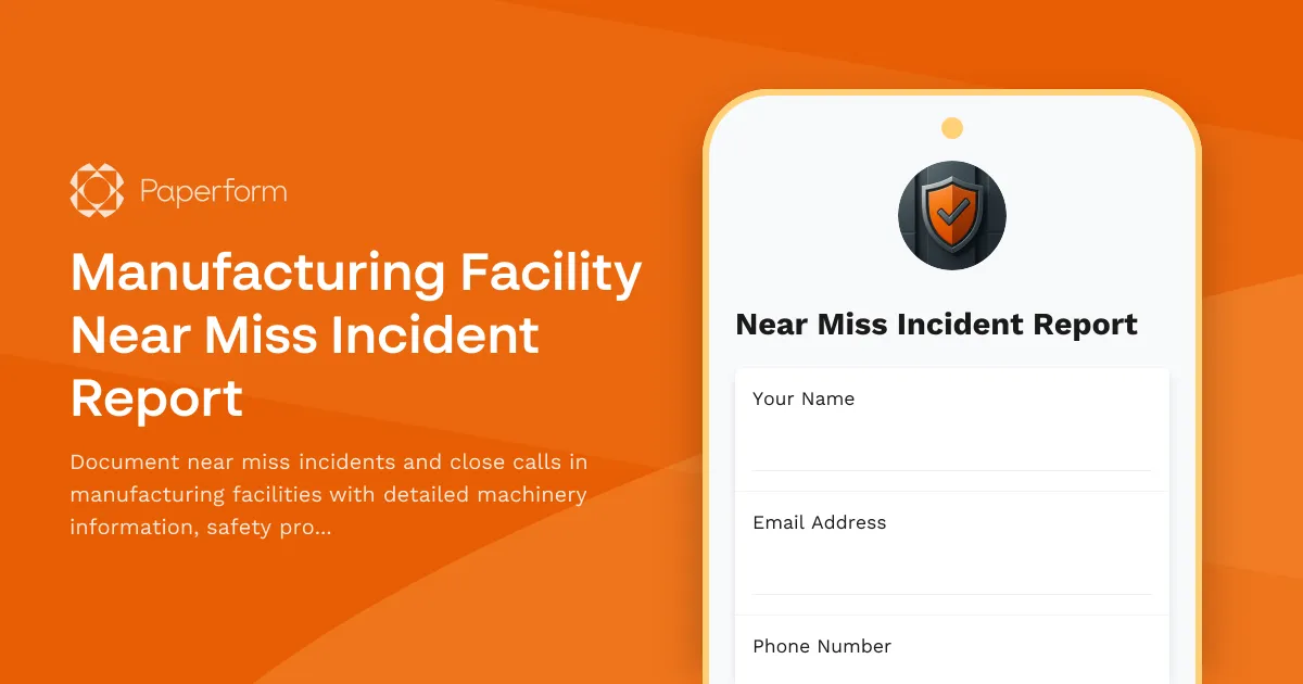Manufacturing Facility Near Miss Incident Report