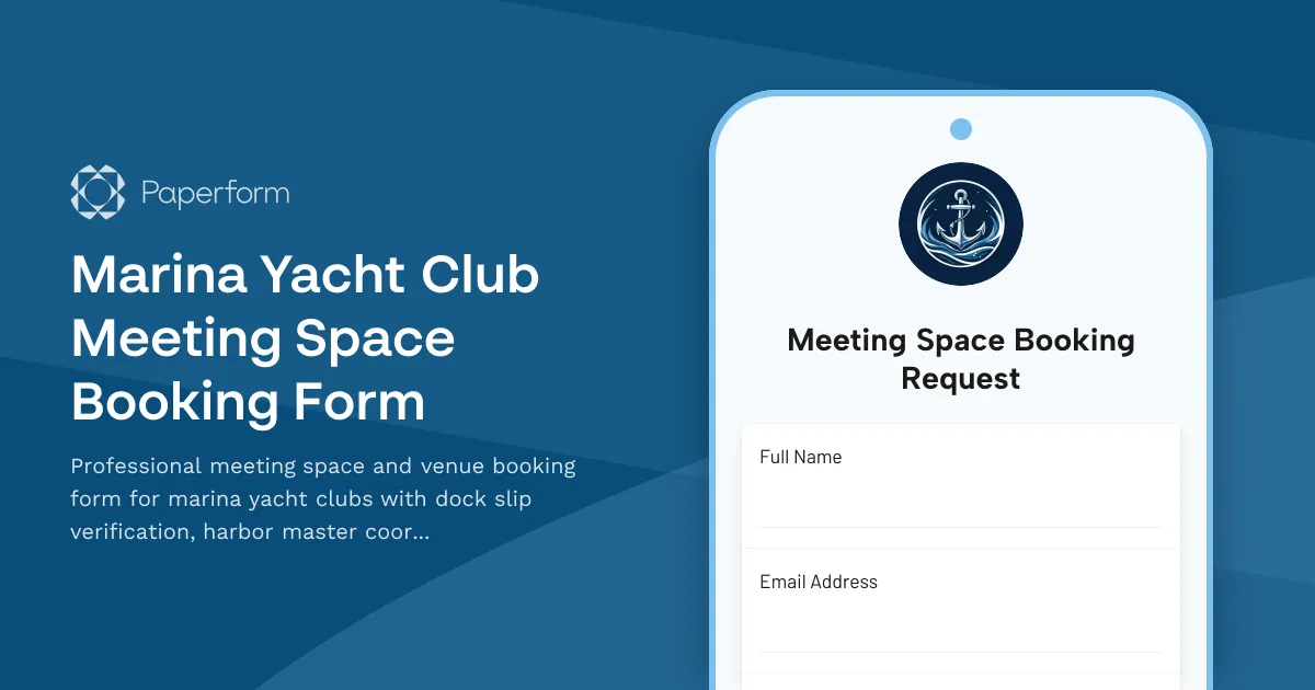 Marina Yacht Club Meeting Space Booking Form