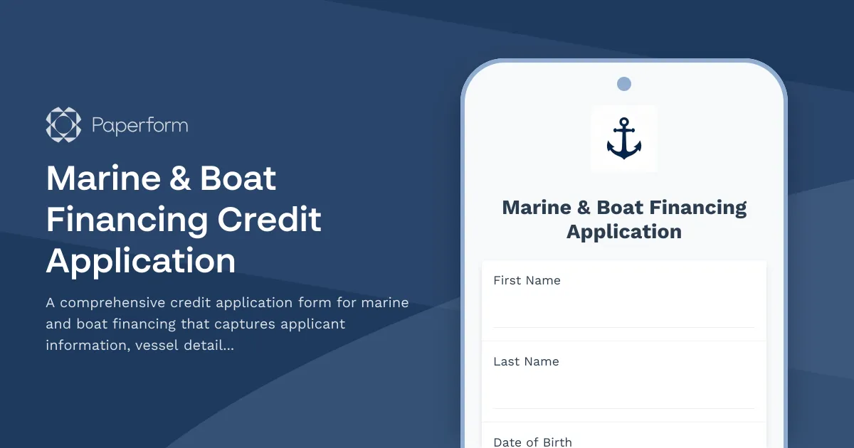 Marine & Boat Financing Credit Application