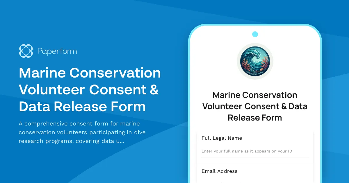 Marine Conservation Volunteer Consent & Data Release Form