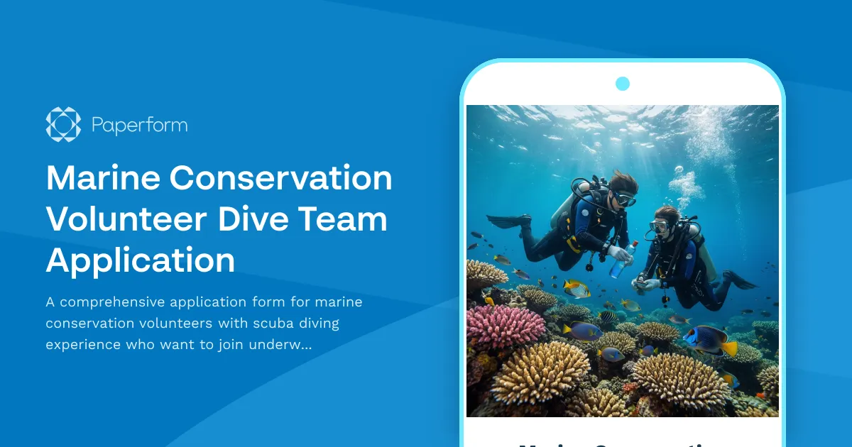 Marine Conservation Volunteer Dive Team Application