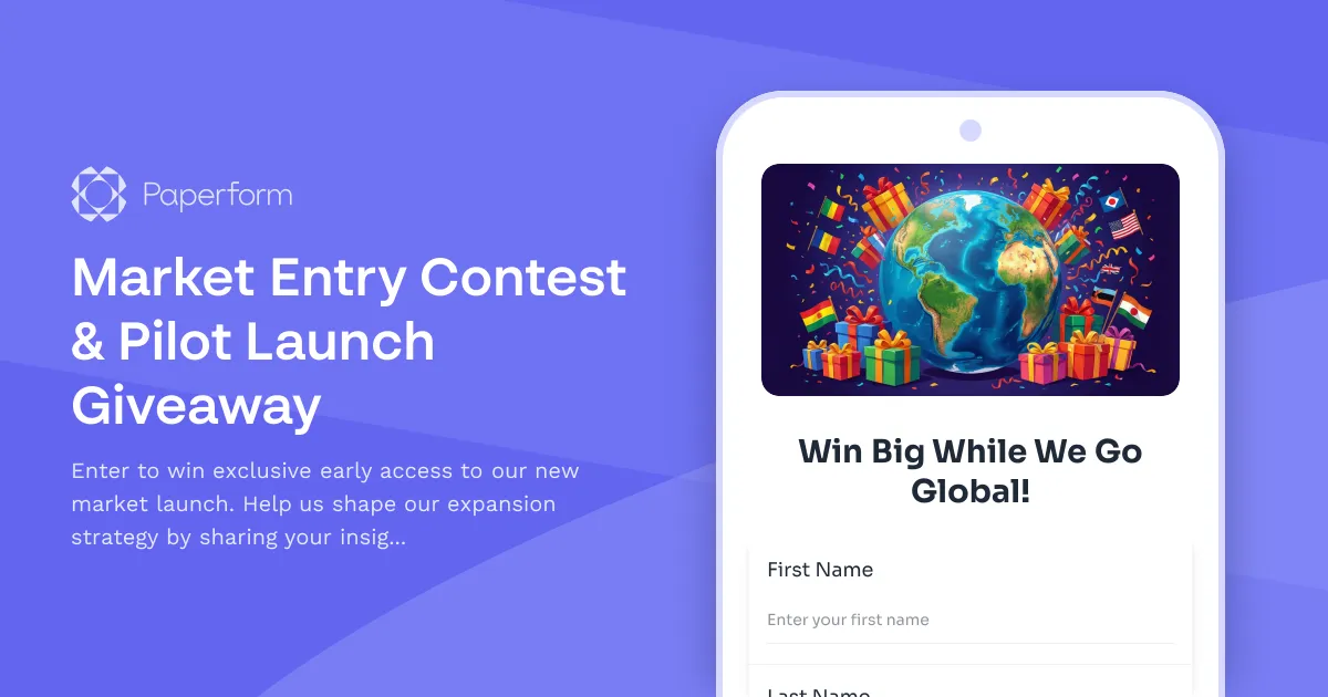 Market Entry Contest & Pilot Launch Giveaway
