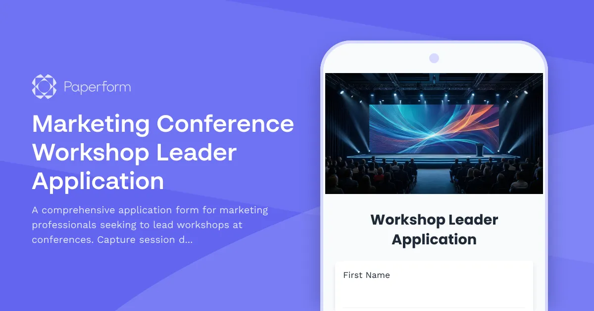 Marketing Conference Workshop Leader Application