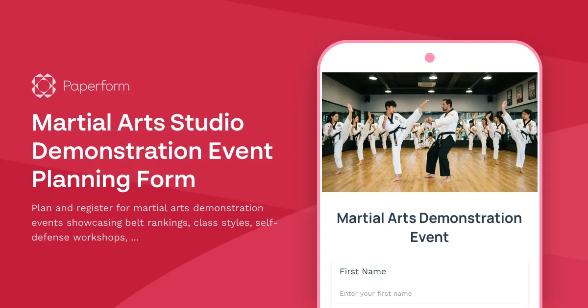 Martial Arts Studio Demonstration Event Planning Form