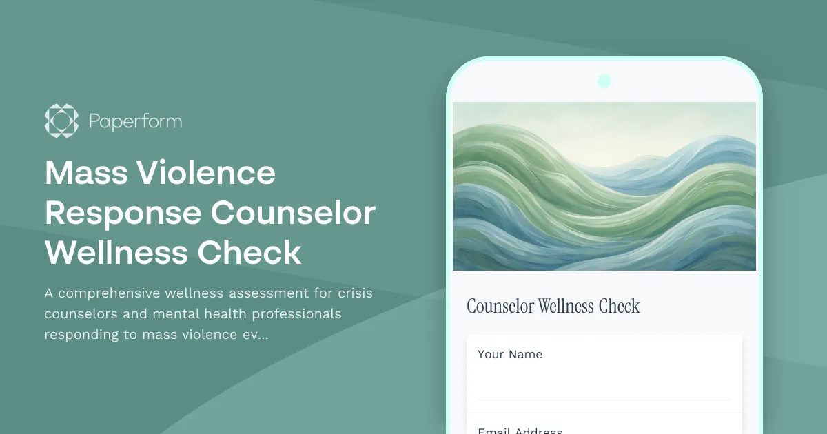 Mass Violence Response Counselor Wellness Check