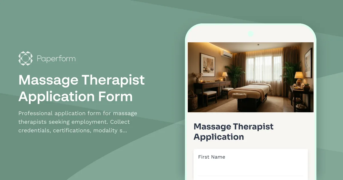 Massage Therapist Application Form