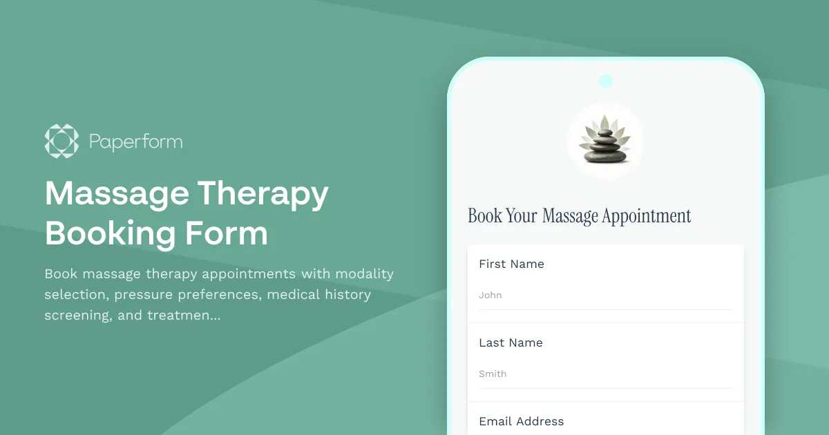 Massage Therapy Booking Form
