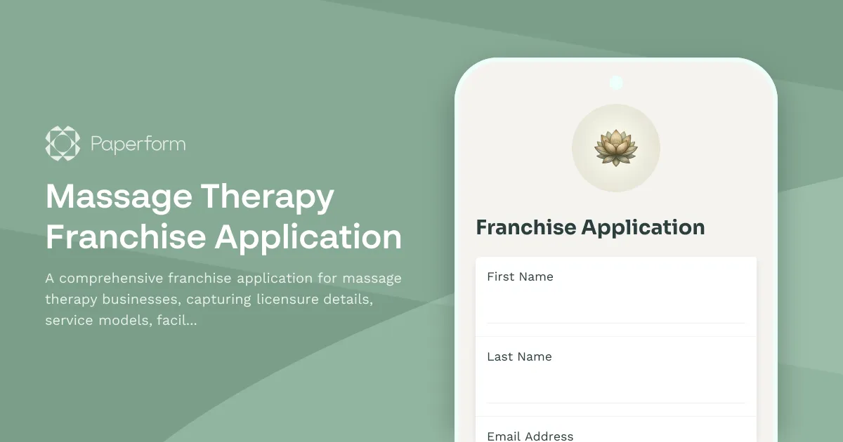 Massage Therapy Franchise Application