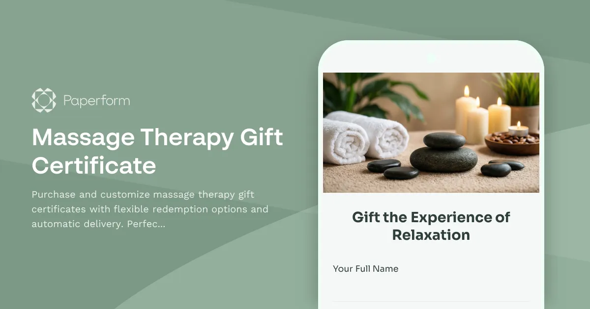 Massage Therapy Gift Certificate