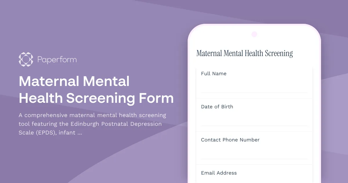 Maternal Mental Health Screening Form