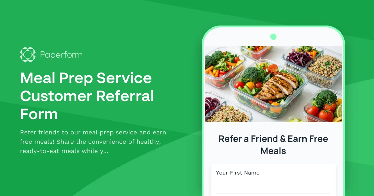 Meal Prep Service Customer Referral Form