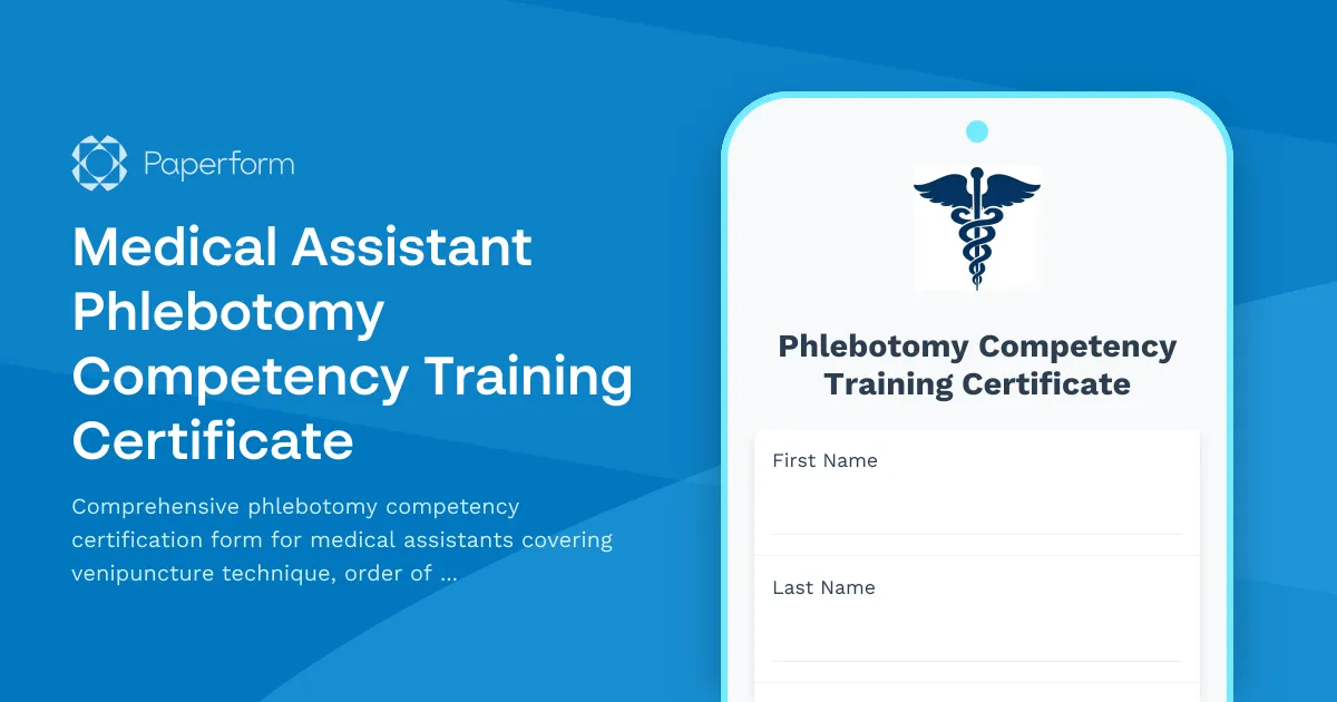 Medical Assistant Phlebotomy Competency Training Certificate