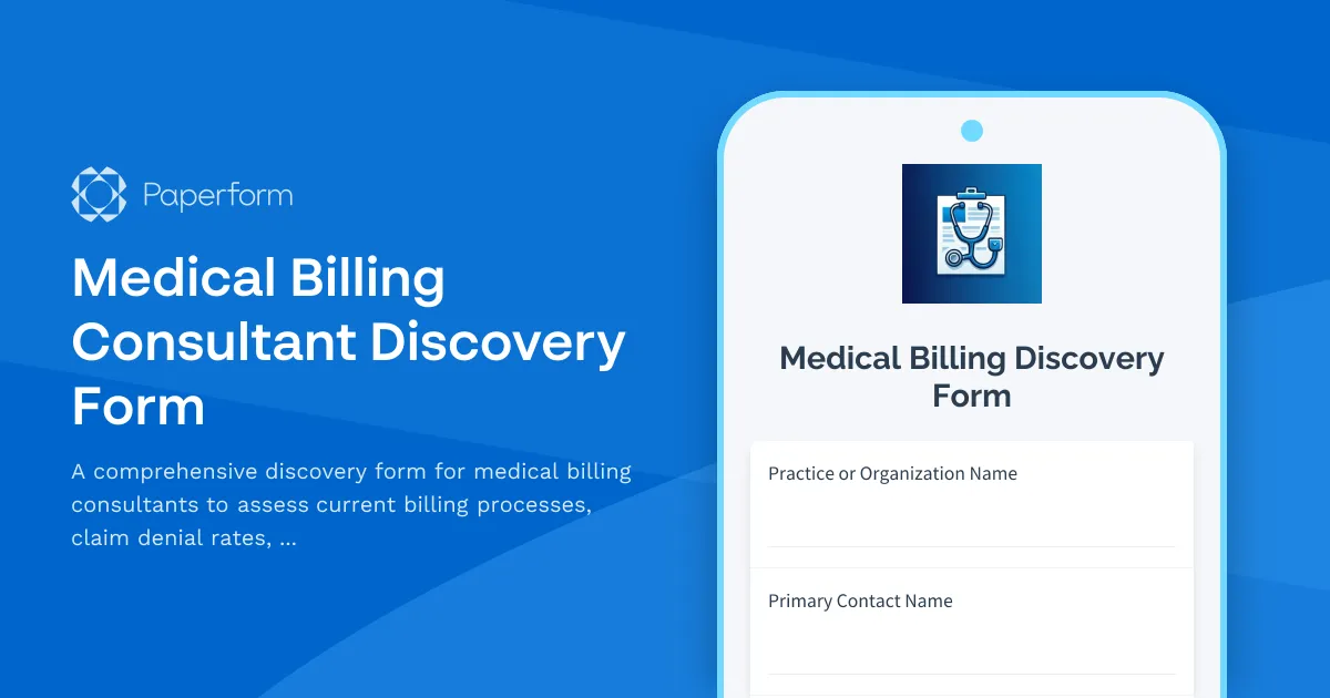 Medical Billing Consultant Discovery Form