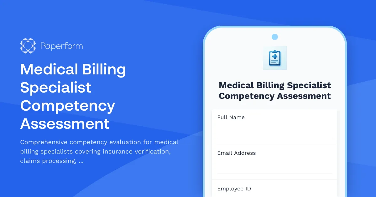 Medical Billing Specialist Competency Assessment