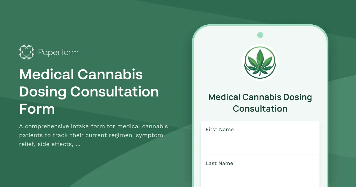 Medical Cannabis Dosing Consultation Form