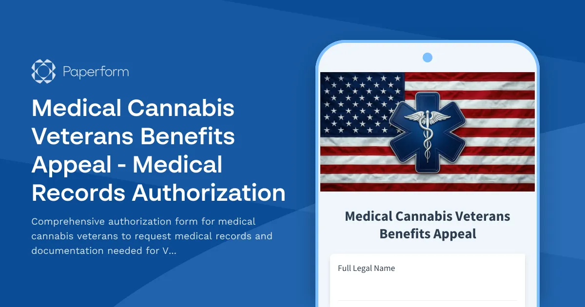 Medical Cannabis Veterans Benefits Appeal - Medical Records Authorization