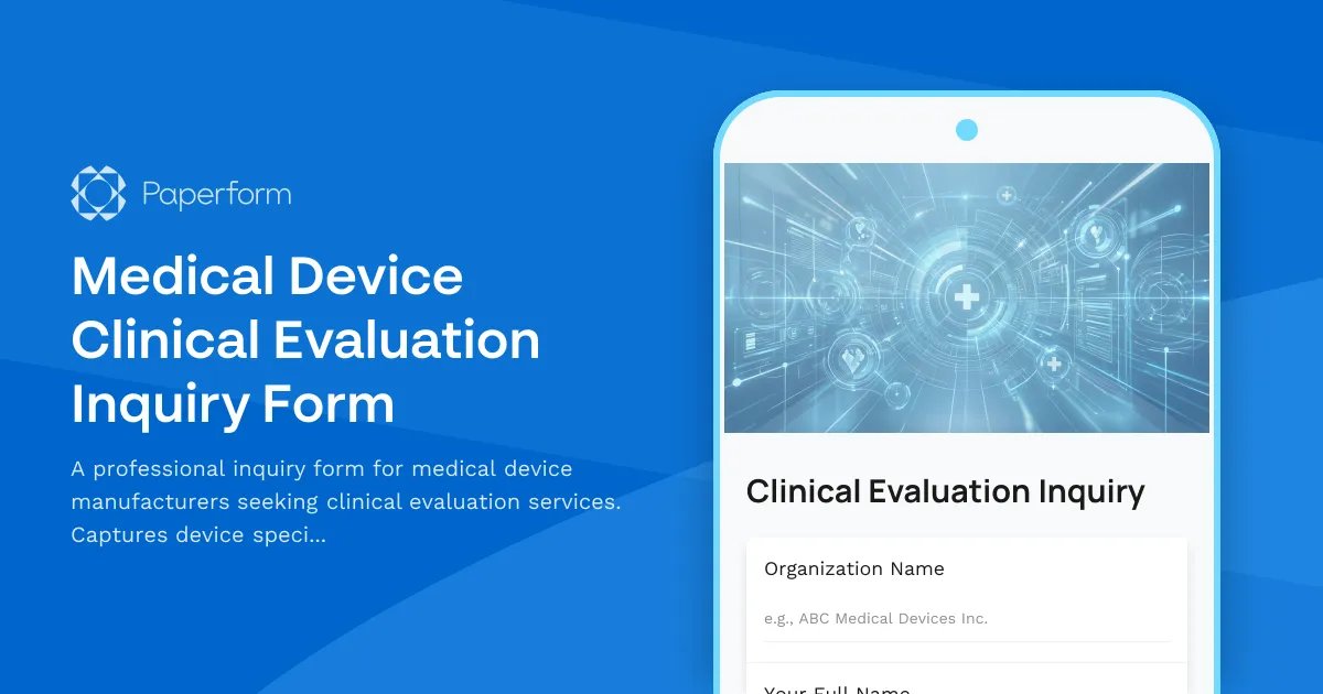 Medical Device Clinical Evaluation Inquiry Form