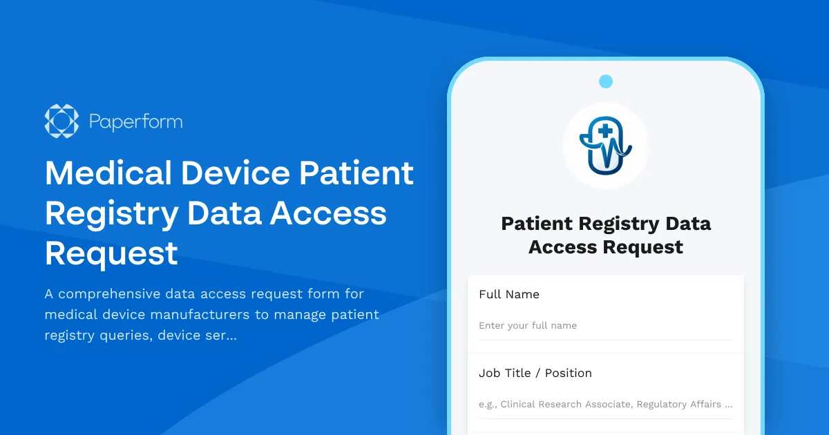 Medical Device Patient Registry Data Access Request