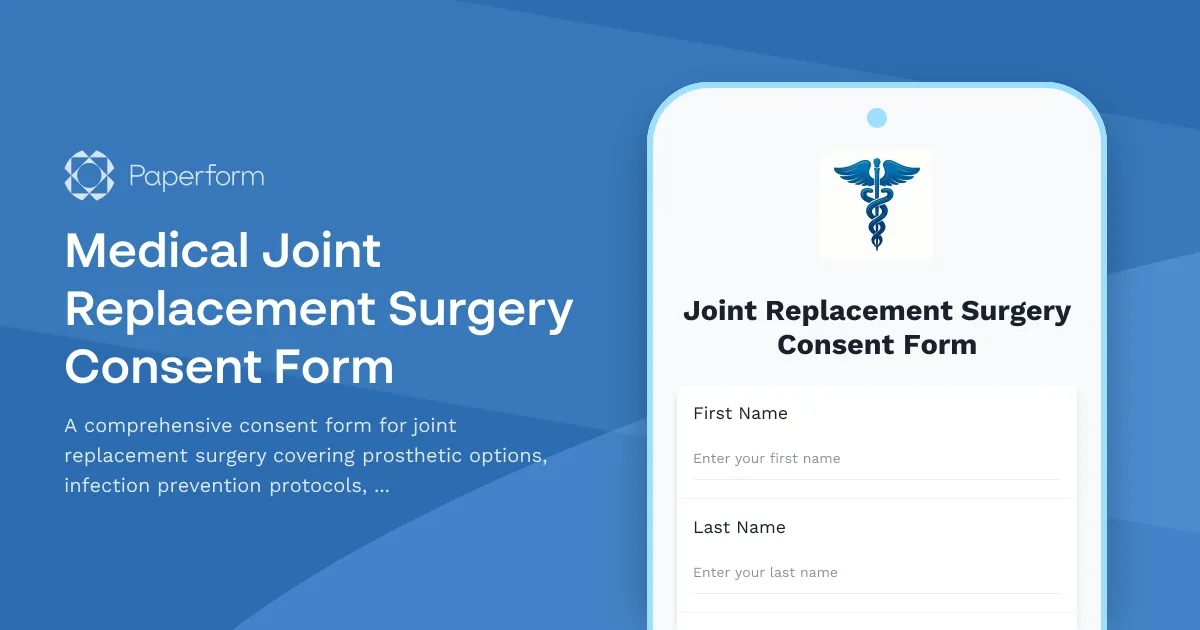 Medical Joint Replacement Surgery Consent Form