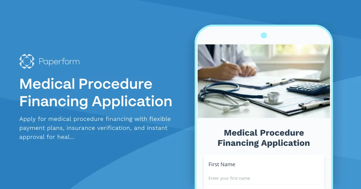 Medical Procedure Financing Application