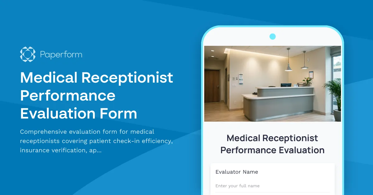 Medical Receptionist Performance Evaluation Form