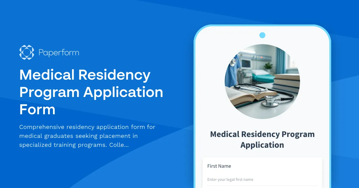 Medical Residency Program Application Form