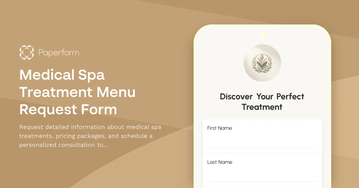 Medical Spa Treatment Menu Request Form
