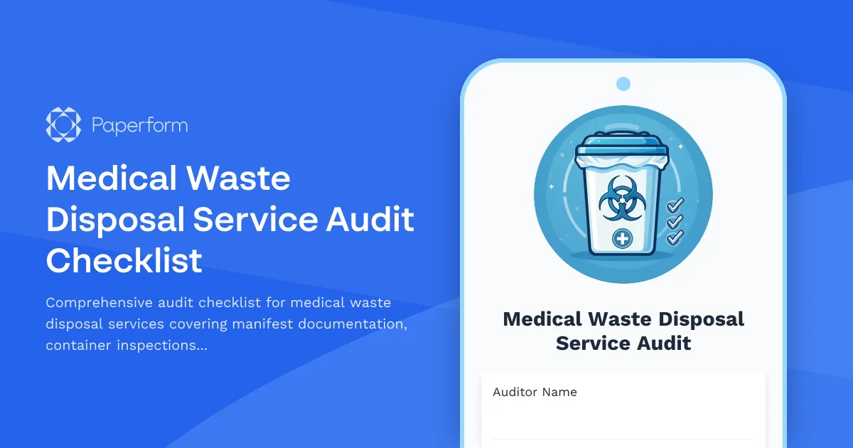 Medical Waste Disposal Service Audit Checklist