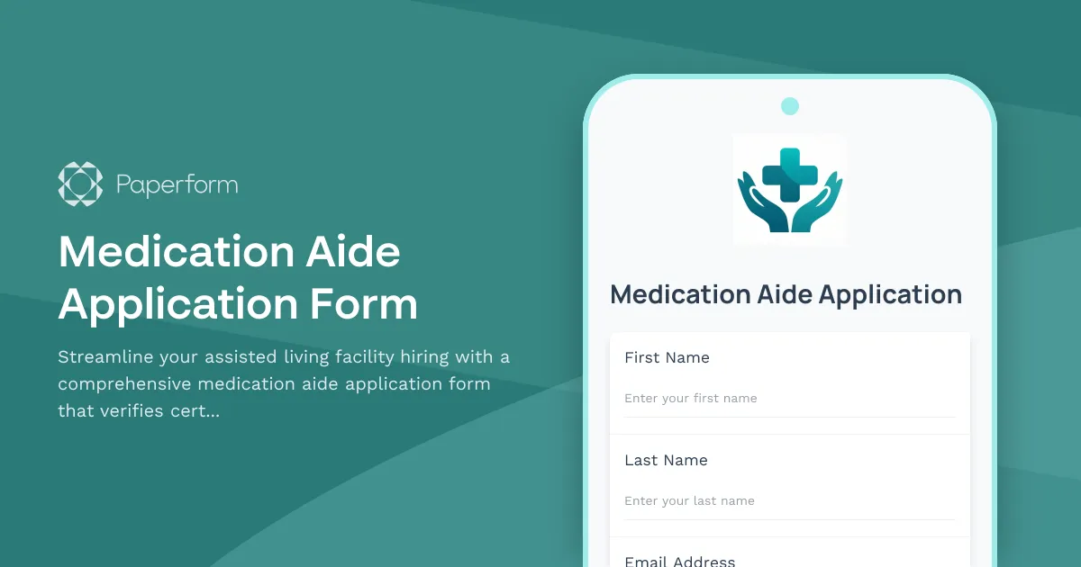 Medication Aide Application Form