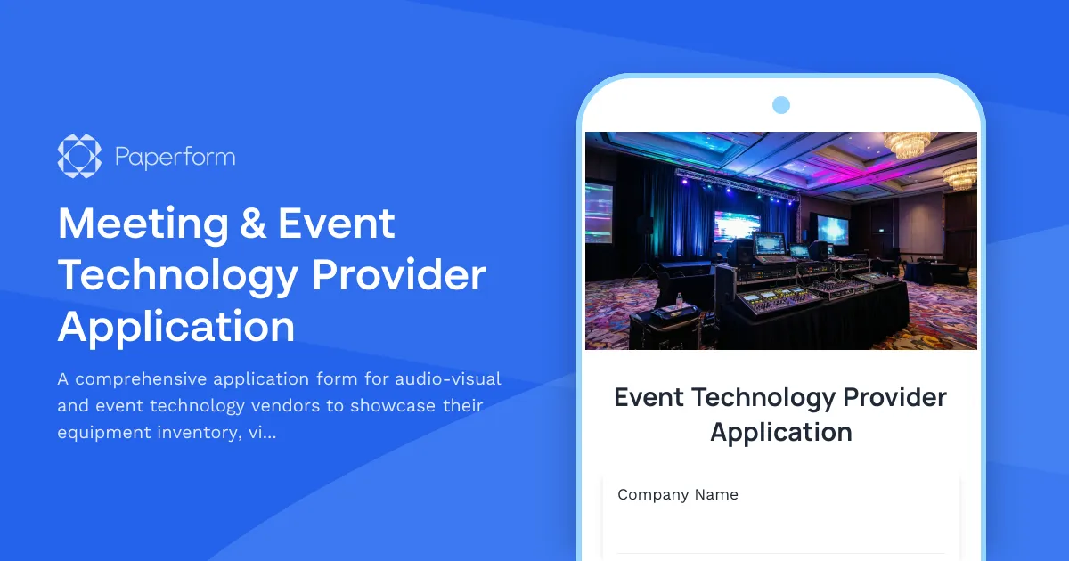 Meeting & Event Technology Provider Application