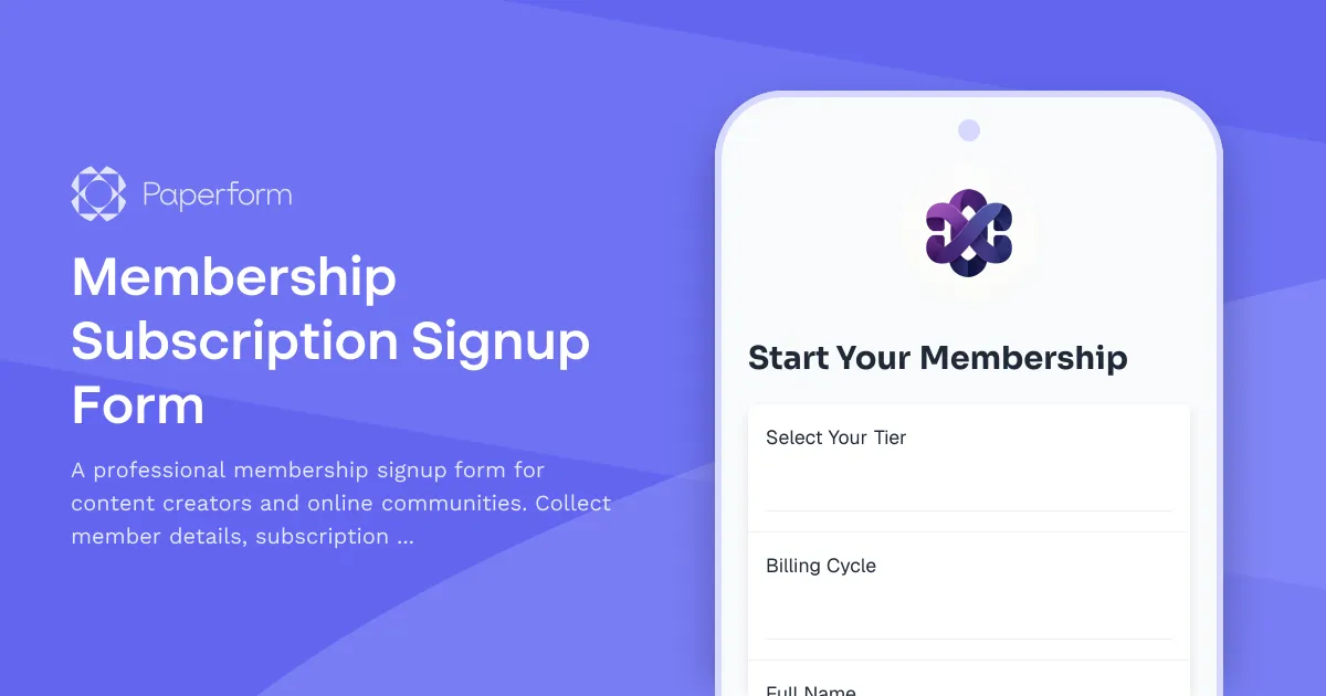 Membership Subscription Signup Form