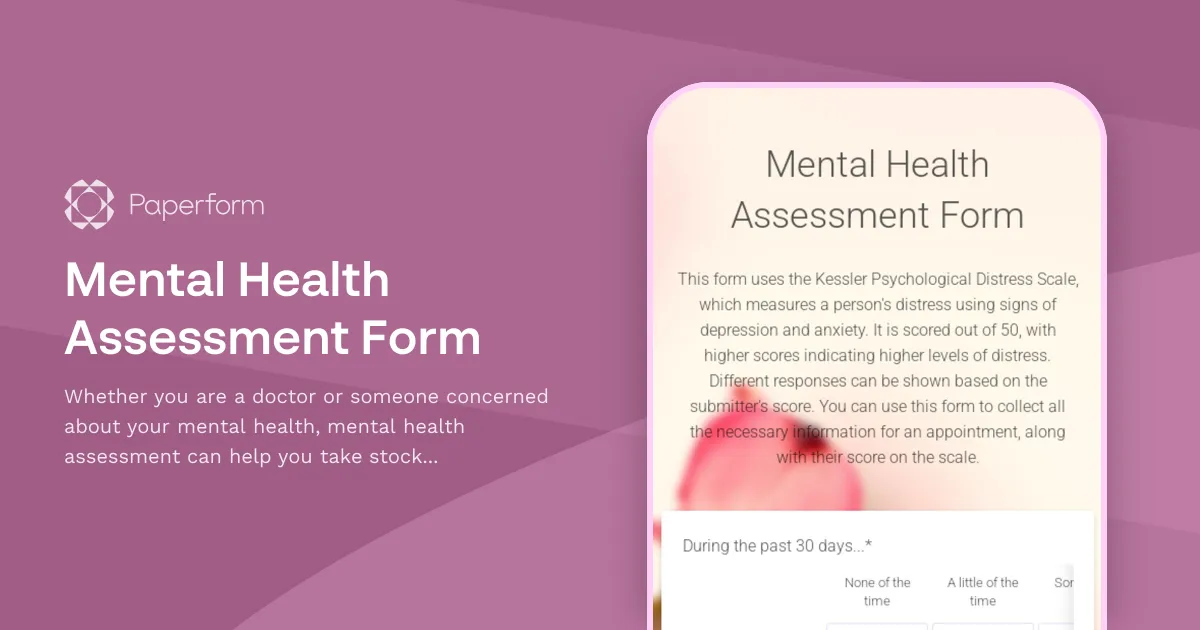 Mental Health Assessment Form