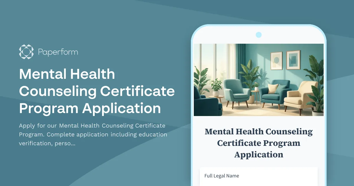 Mental Health Counseling Certificate Program Application