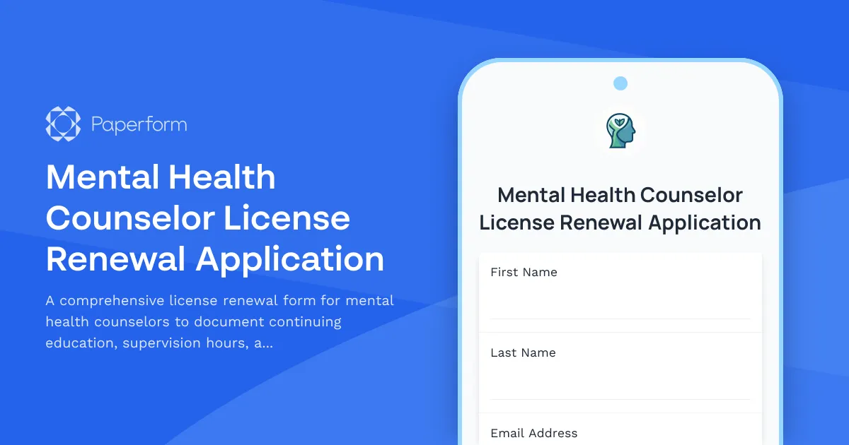 Mental Health Counselor License Renewal Application