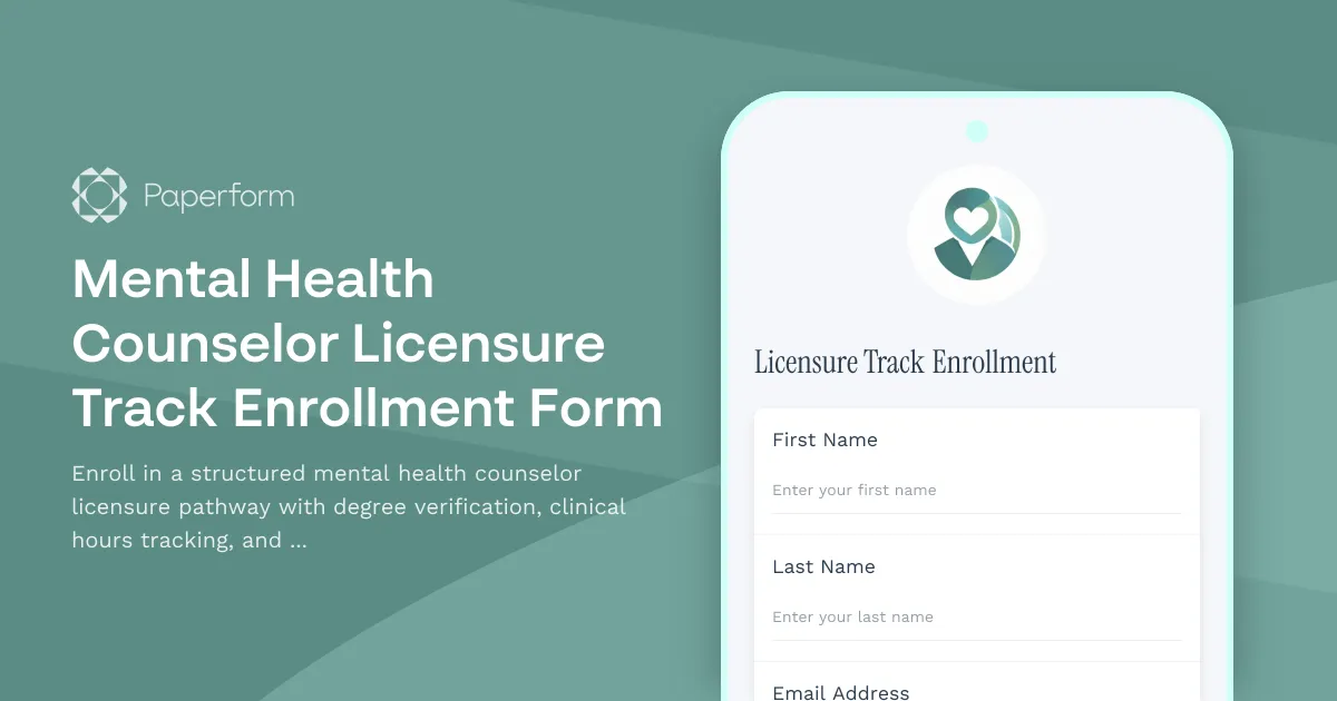 Mental Health Counselor Licensure Track Enrollment Form