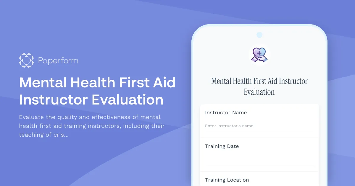 Mental Health First Aid Instructor Evaluation