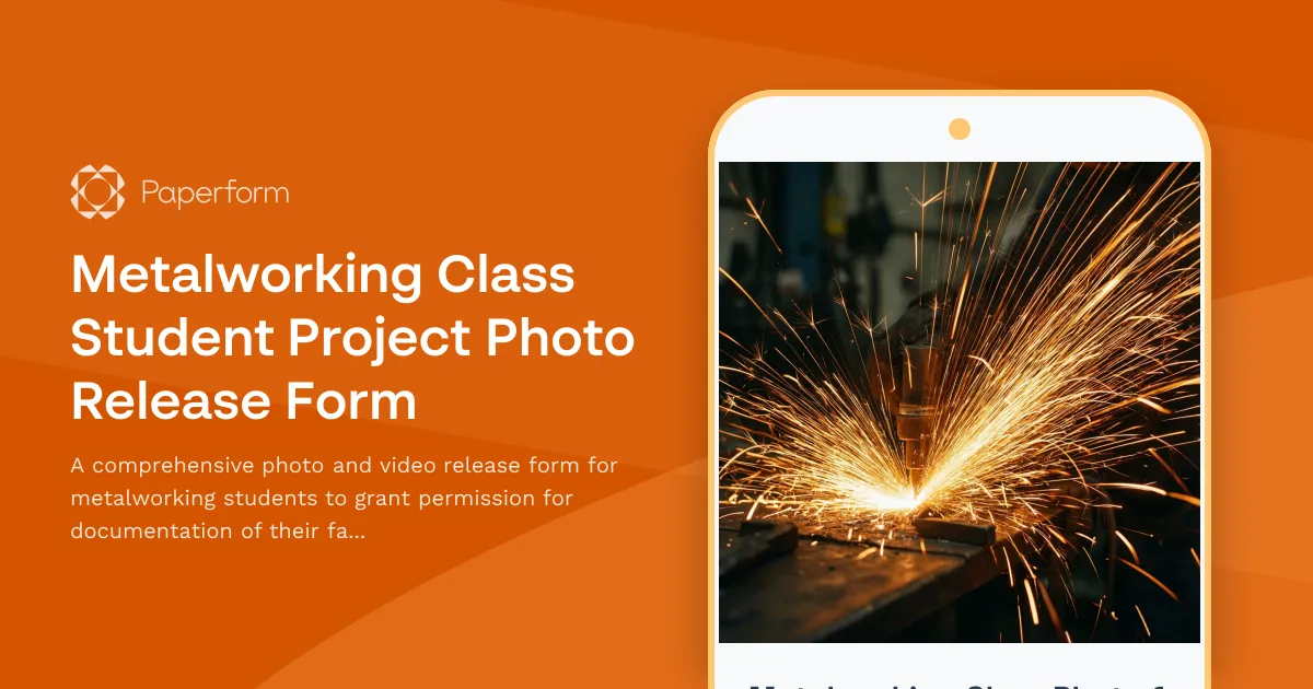 Metalworking Class Student Project Photo Release Form