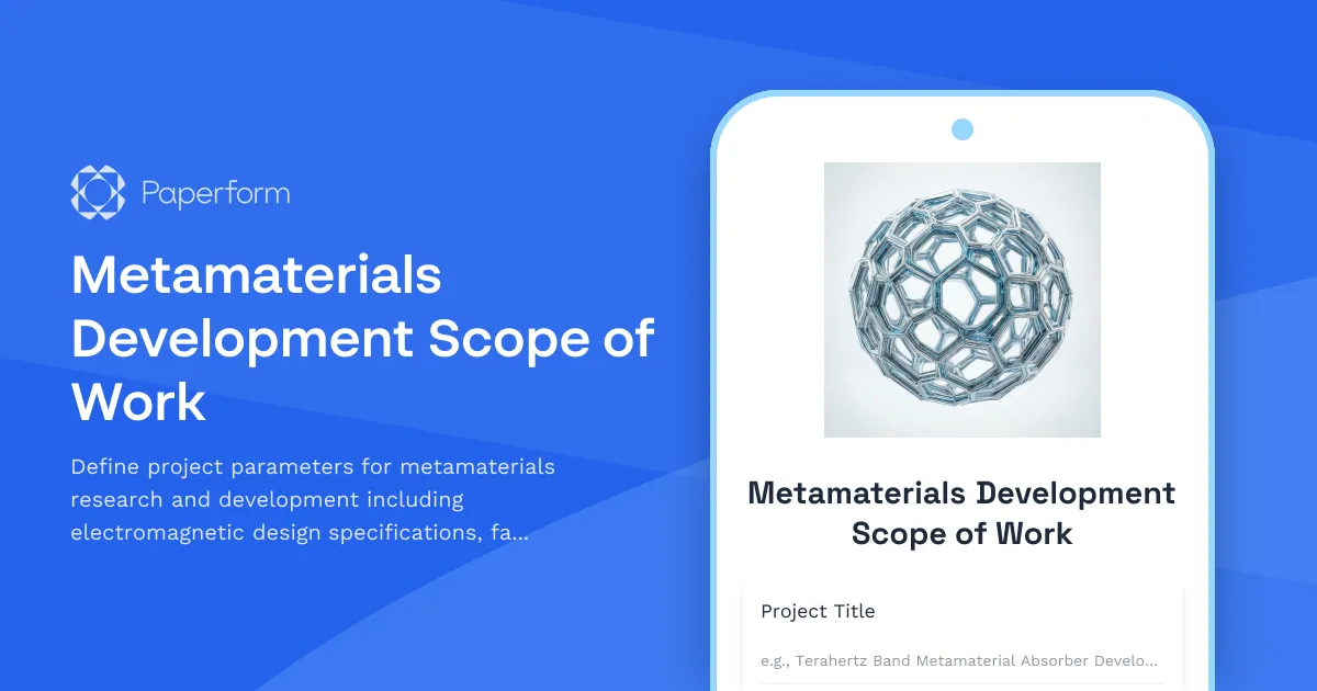 Metamaterials Development Scope of Work