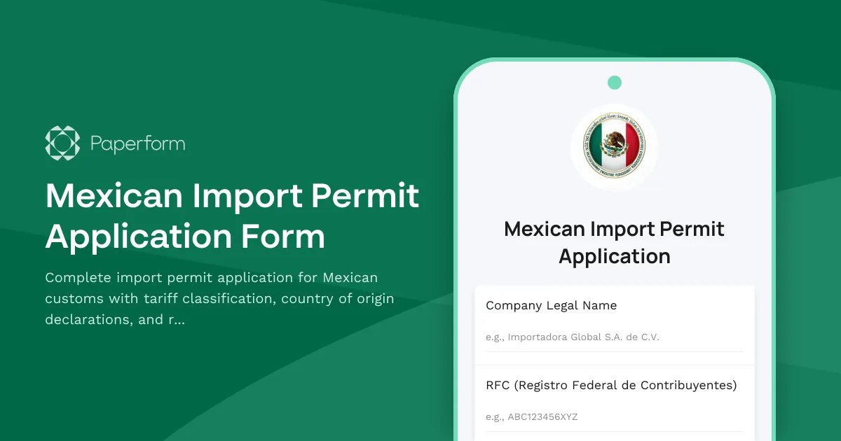 Mexican Import Permit Application Form