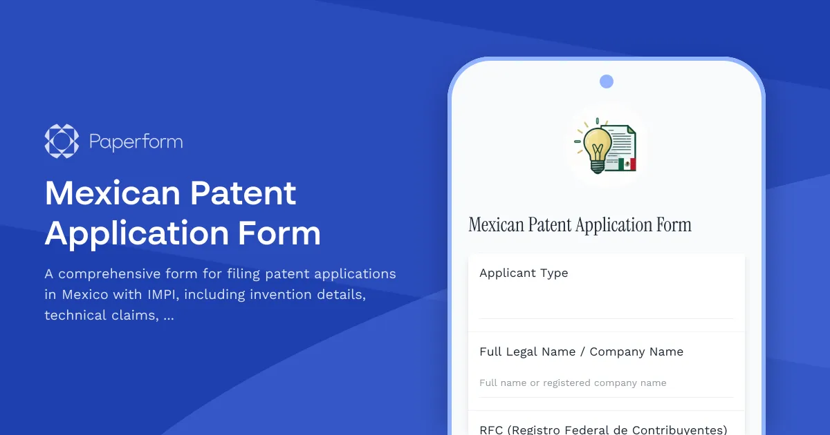 Mexican Patent Application Form