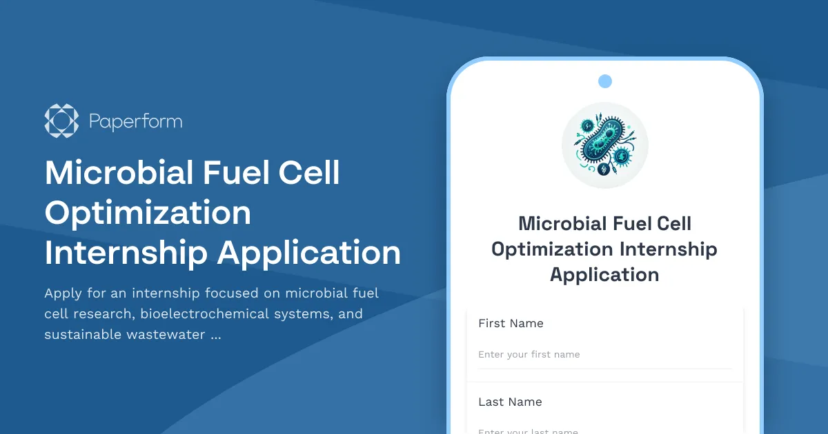Microbial Fuel Cell Optimization Internship Application