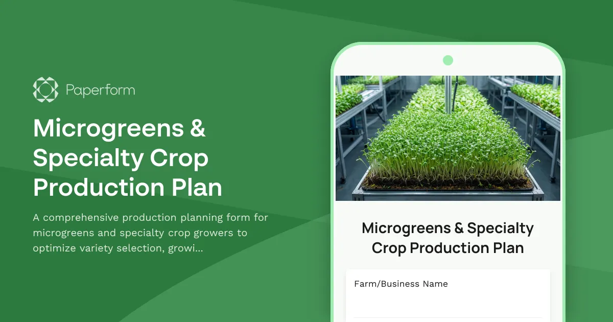 Microgreens & Specialty Crop Production Plan