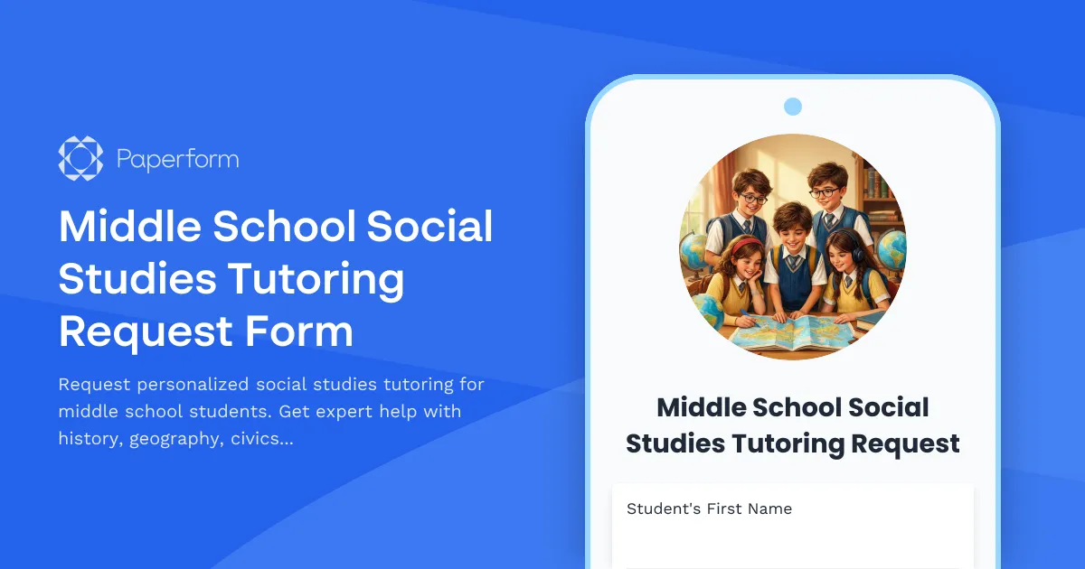 Middle School Social Studies Tutoring Request Form