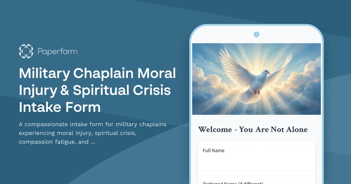Military Chaplain Moral Injury & Spiritual Crisis Intake Form