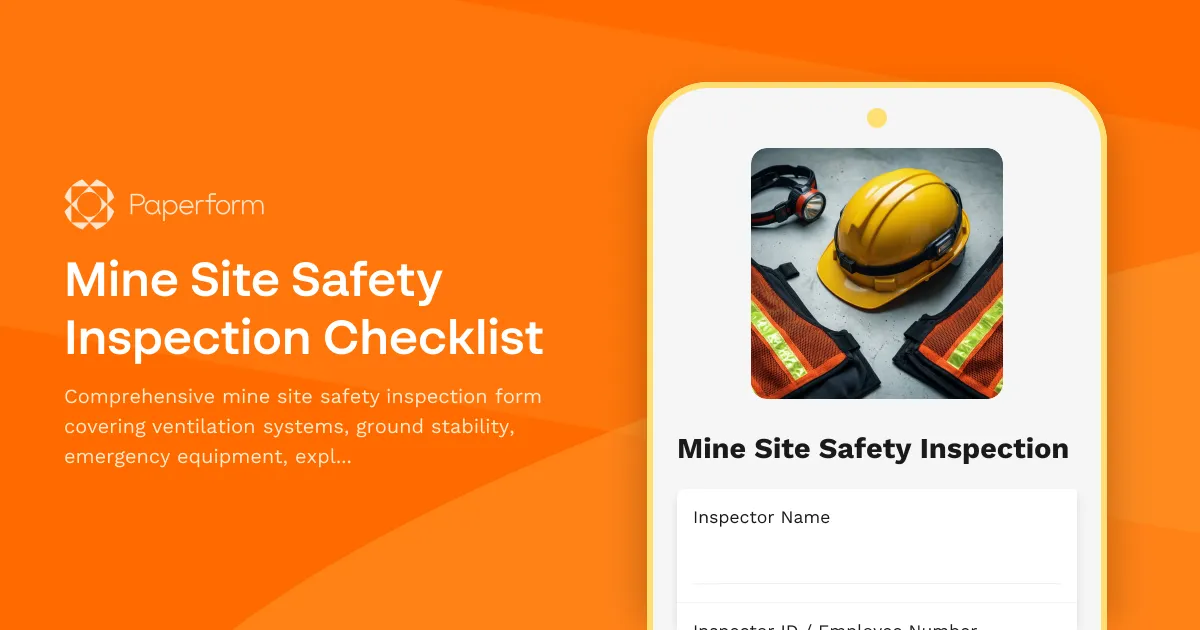 Mine Site Safety Inspection Checklist